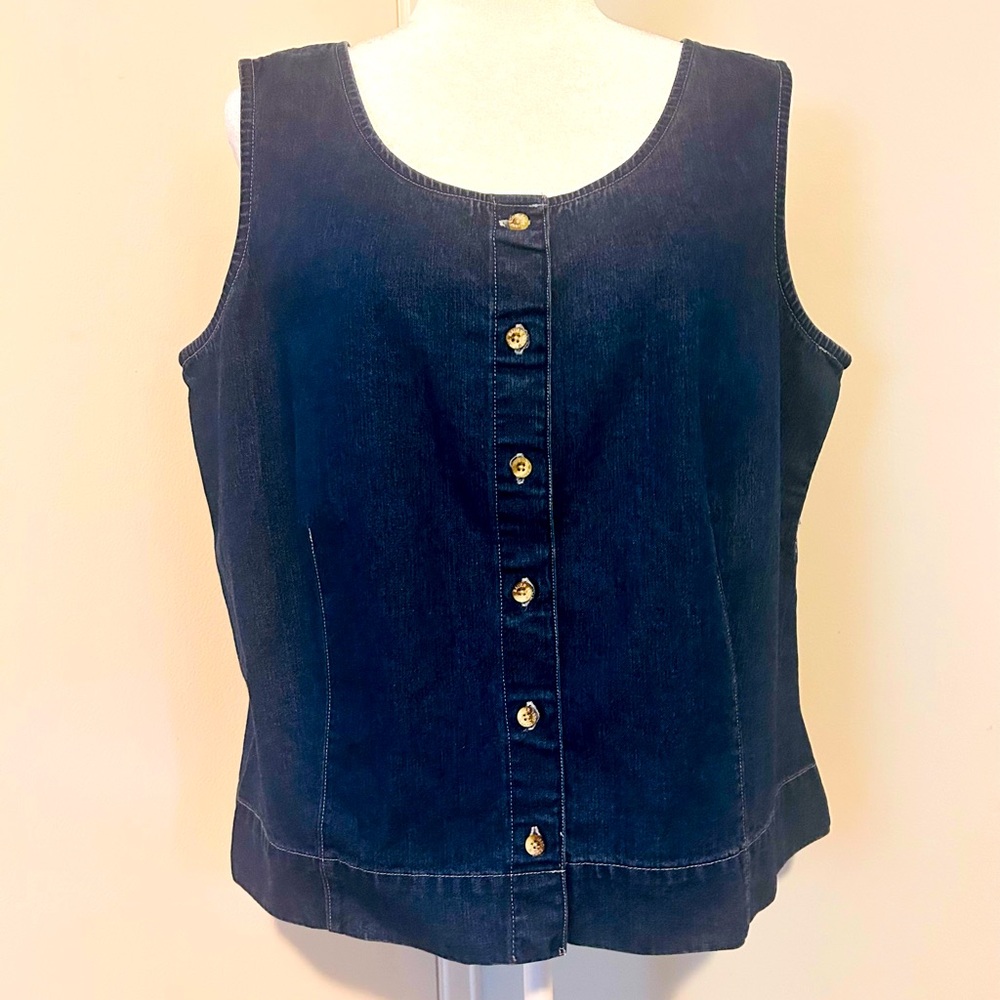 Eddie Bauer Blue Boxy Denim Buttoned Tank Top, Size X large